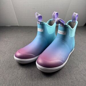 XTXUF Women's Ankle Rain Boots Gradient Blue Purple Rubber Waterproof Size 9